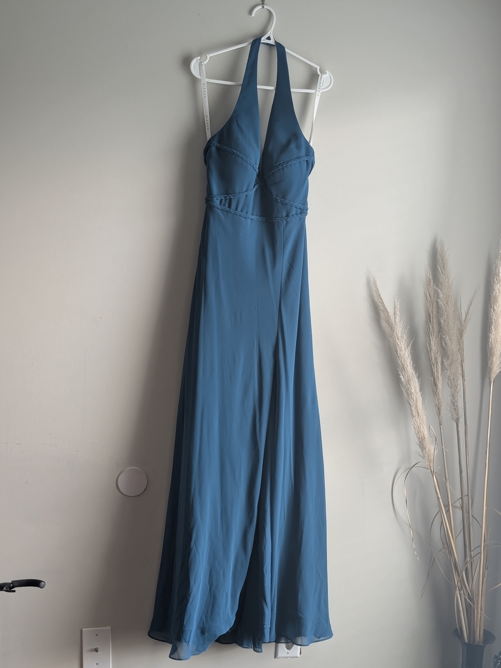 Azazie Teal Halter Backless Maxi Dress